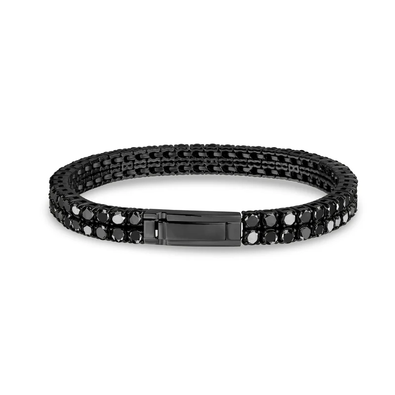 Bracelet de tennis à double rangée de pierres noires