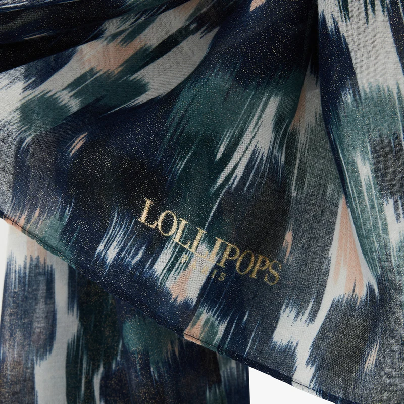 Foulard rectangulaire bleu Pluma