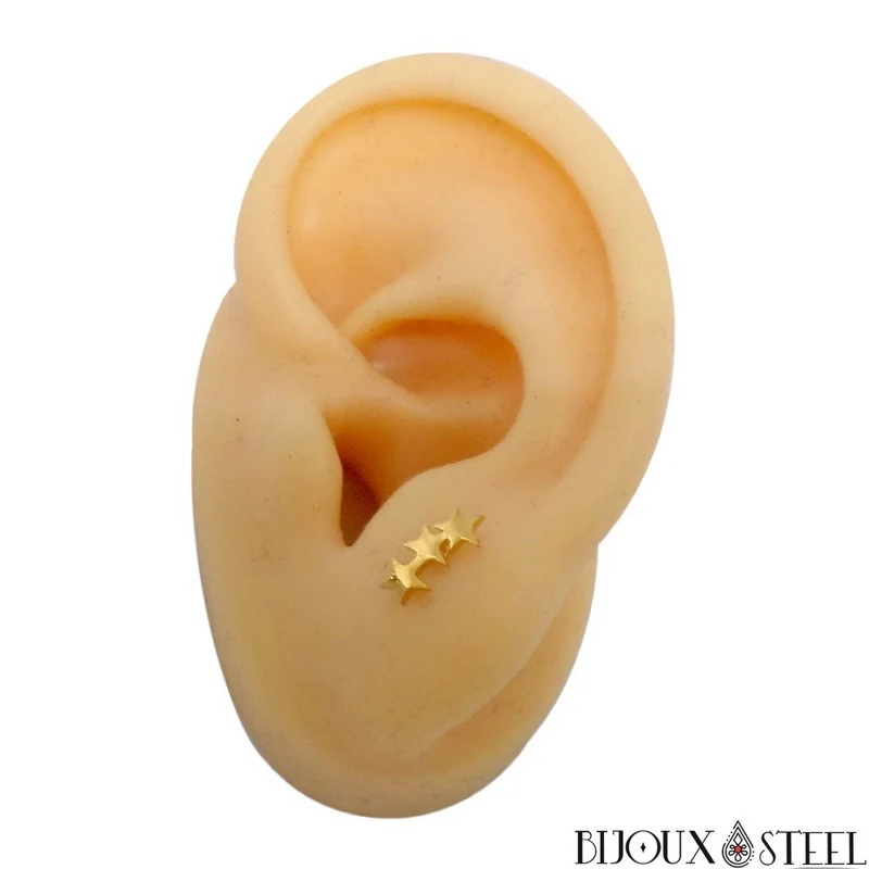 Boucles d'oreilles trois étoiles en acier inoxydable
