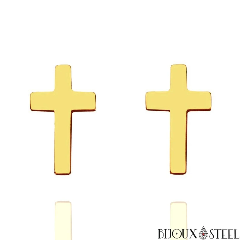 Boucles d'oreilles croix en acier inoxydable
