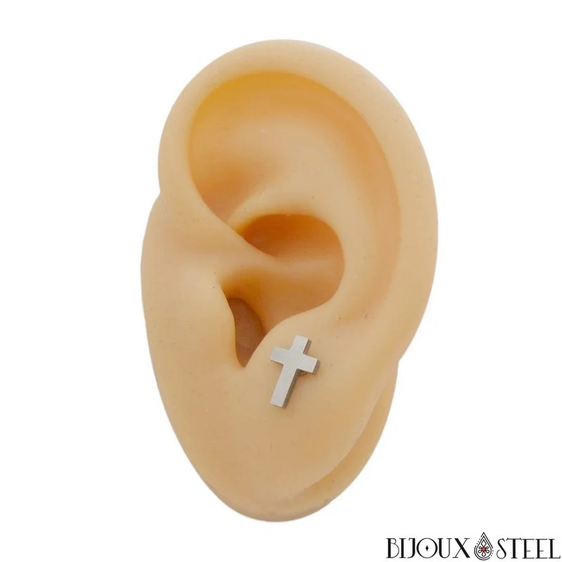 Boucles d'oreilles croix en acier inoxydable