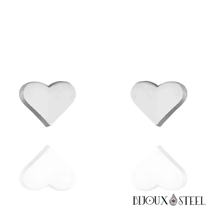 Boucles d'oreilles coeurs en acier inoxydable