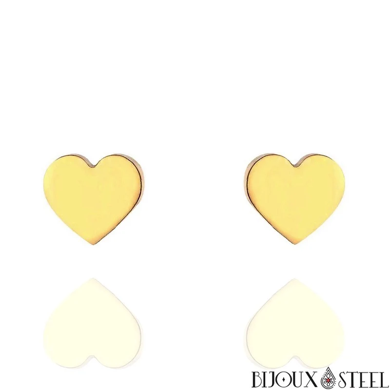 Boucles d'oreilles coeurs en acier inoxydable