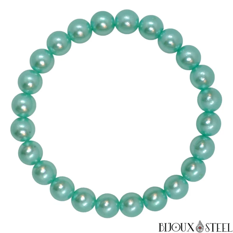 Bracelet de perles turquoises nacrées