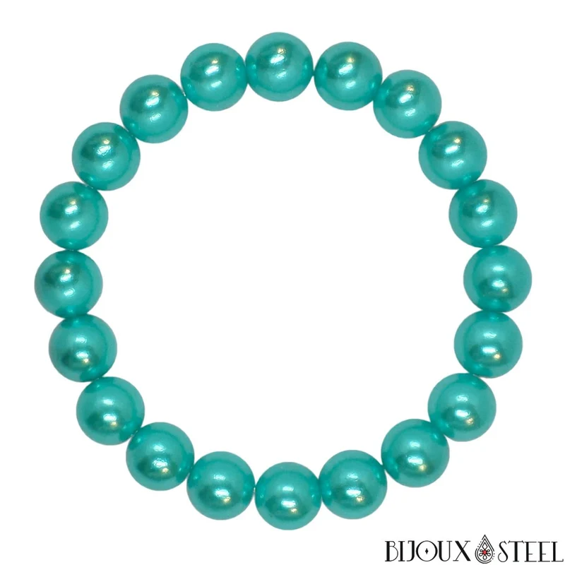 Bracelet de perles turquoises nacrées