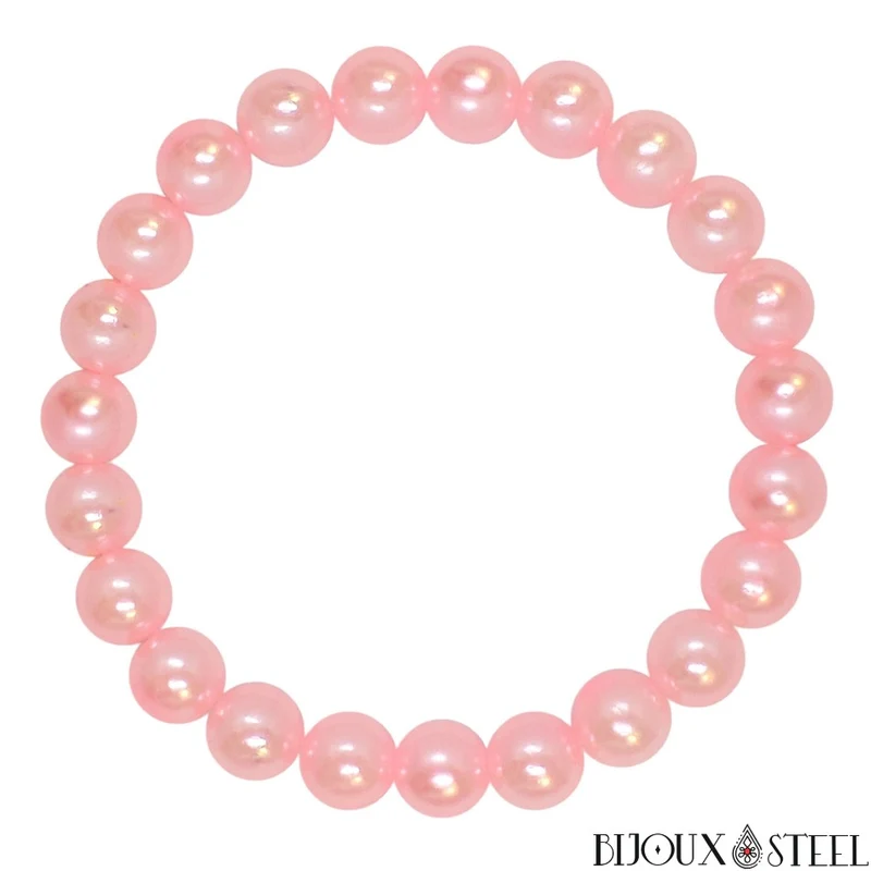 Bracelet de perles roses nacrées