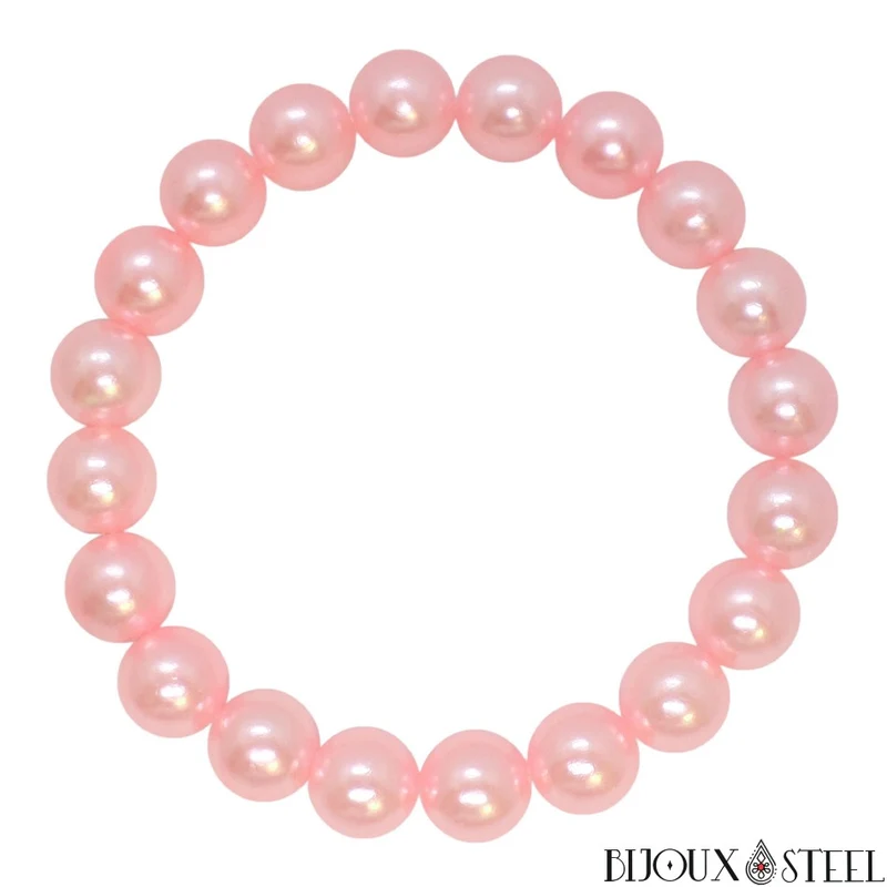 Bracelet de perles roses nacrées