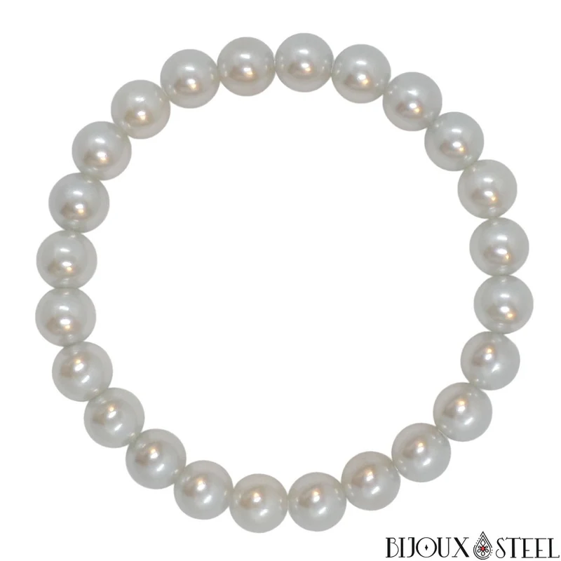 Bracelet de perles grises nacrées
