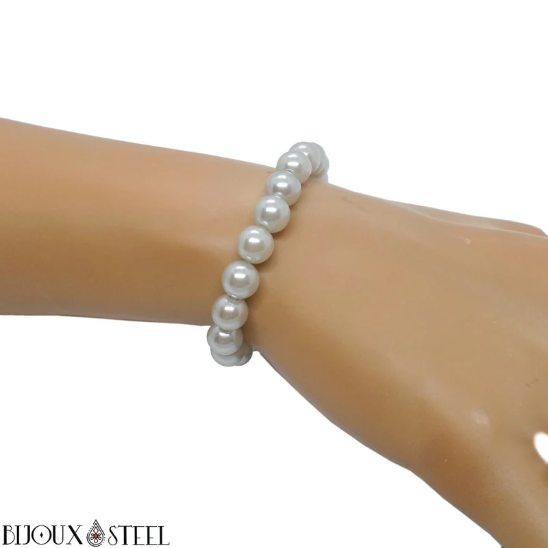 Bracelet de perles grises nacrées