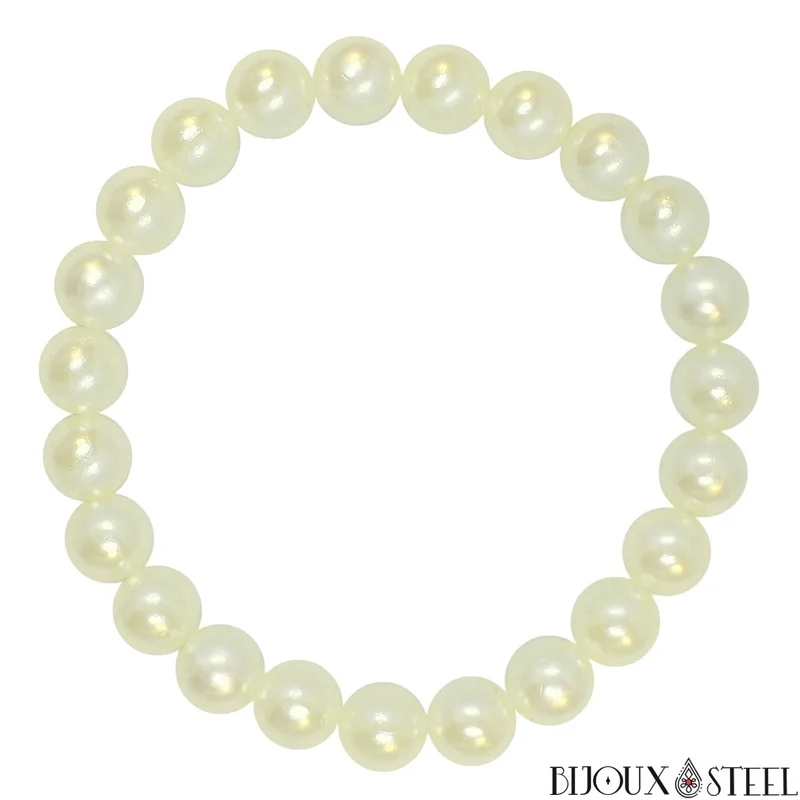 Bracelet de perles blanches nacrées