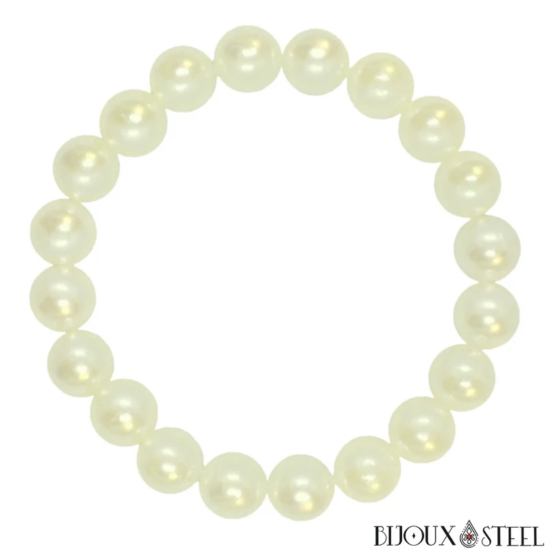 Bracelet de perles blanches nacrées