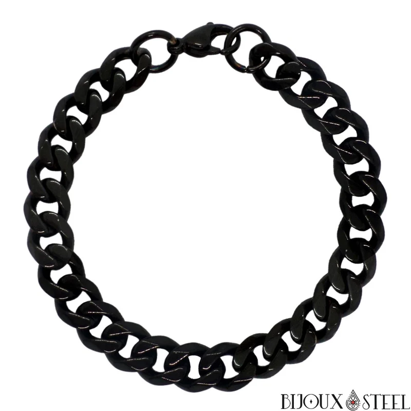 Bracelet gourmette homme à maille cubaine 11mm en acier inoxydable