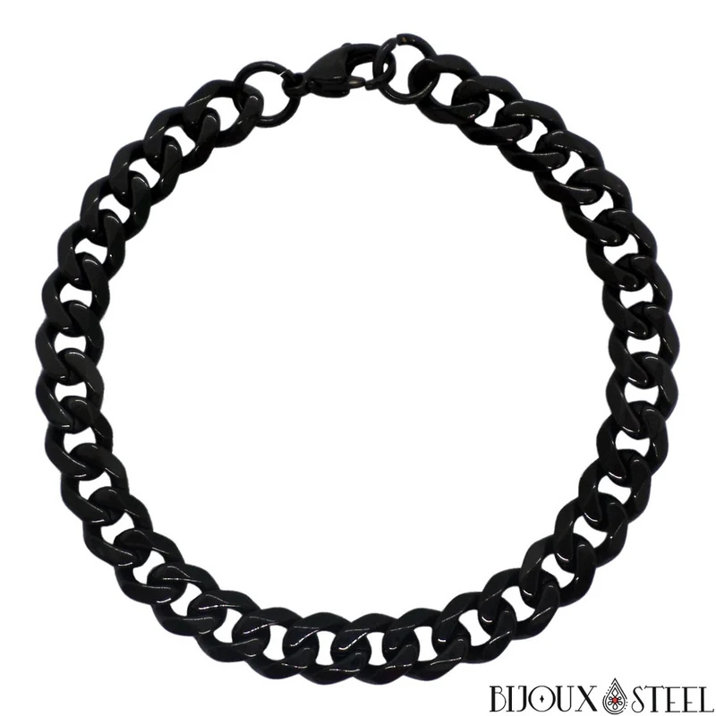 Bracelet gourmette homme à maille cubaine 9mm en acier inoxydable