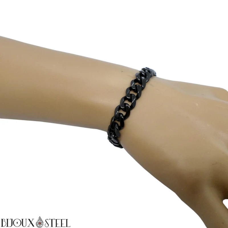 Bracelet gourmette homme à maille cubaine 9mm en acier inoxydable