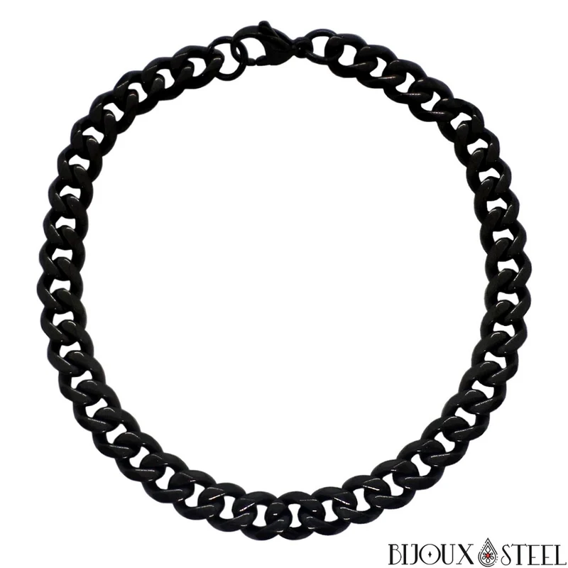 Bracelet gourmette homme à maille cubaine 7mm en acier inoxydable