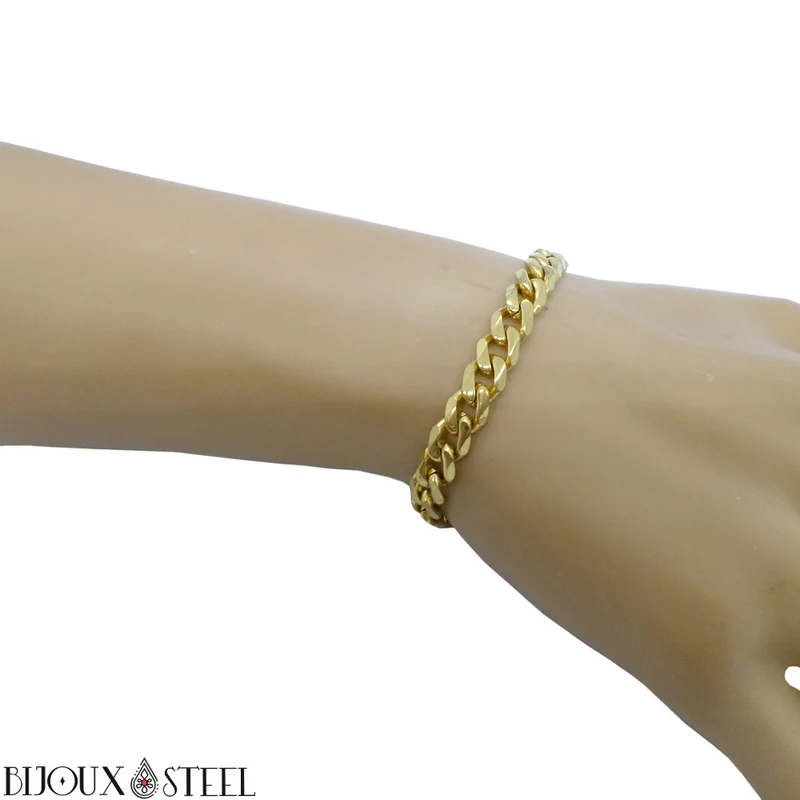 Bracelet gourmette homme à maille cubaine 7mm en acier inoxydable