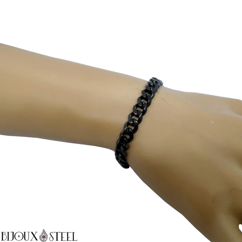 Bracelet gourmette homme à maille cubaine 7mm en acier inoxydable