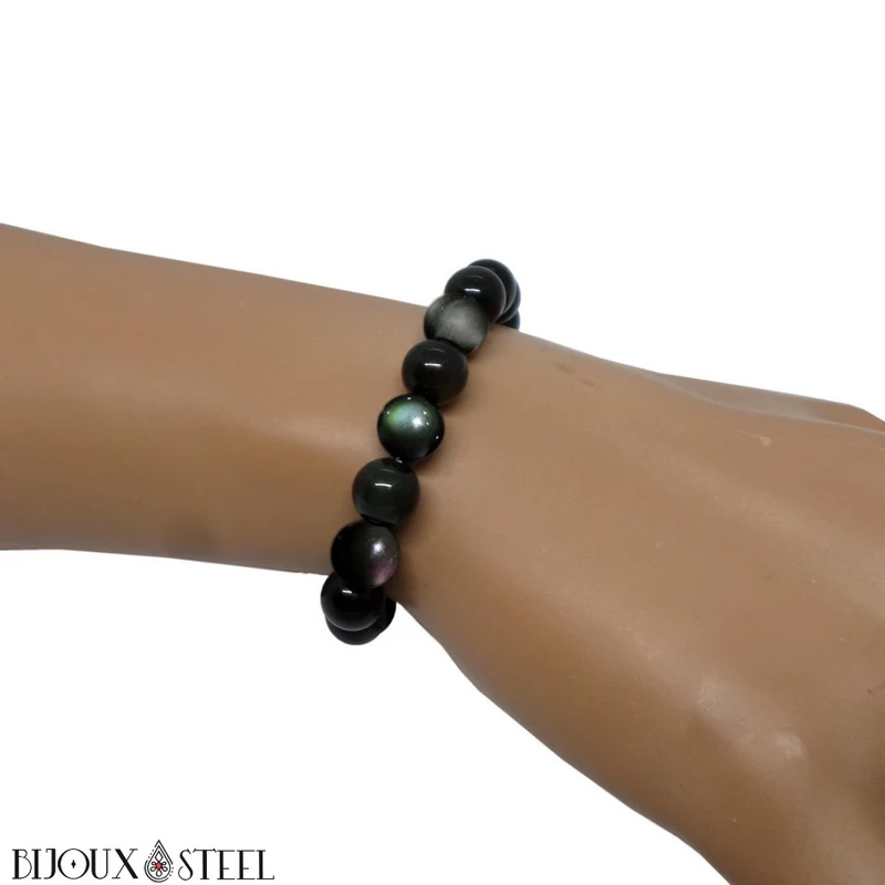 Bracelet en perles d'obsidienne oeil céleste 8mm