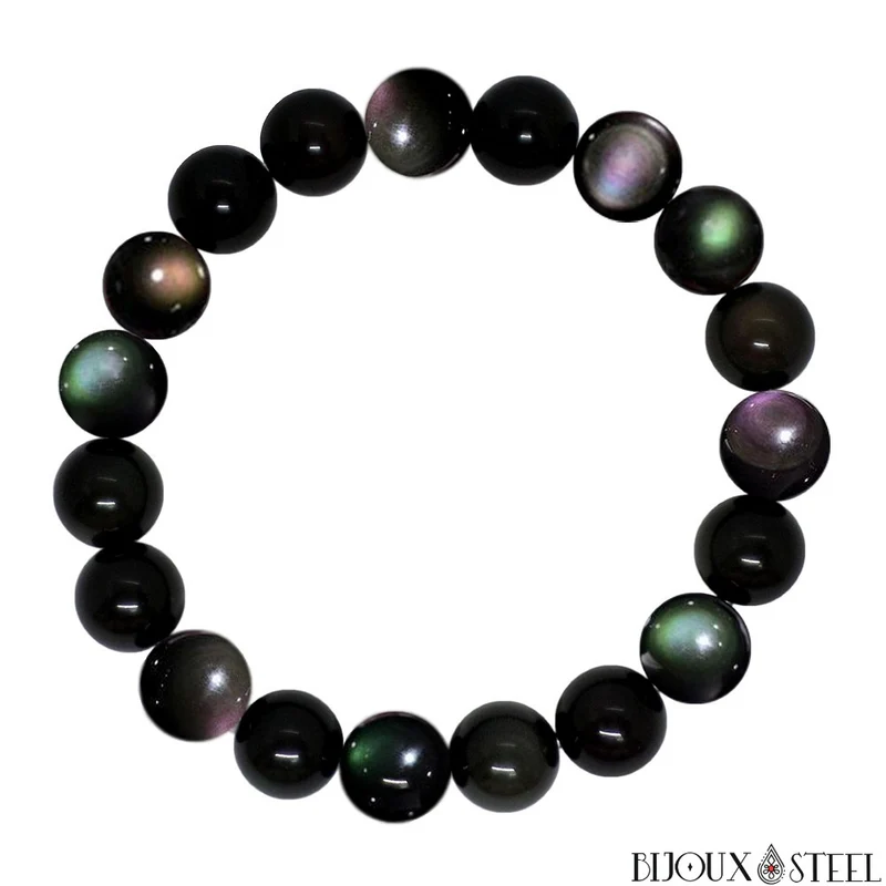 Bracelet en perles d'obsidienne oeil céleste 10mm
