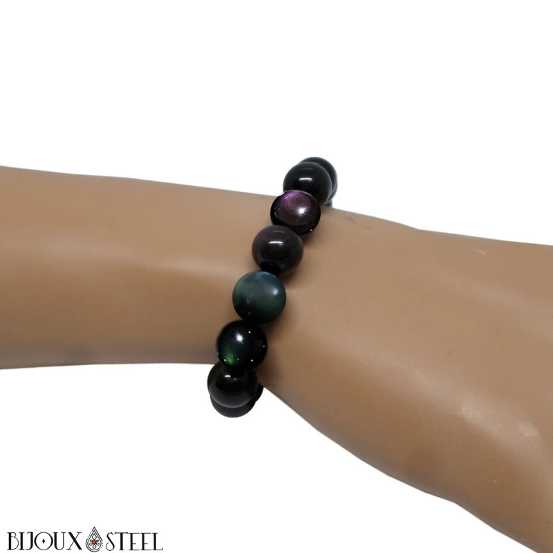 Bracelet en perles d'obsidienne oeil céleste 10mm