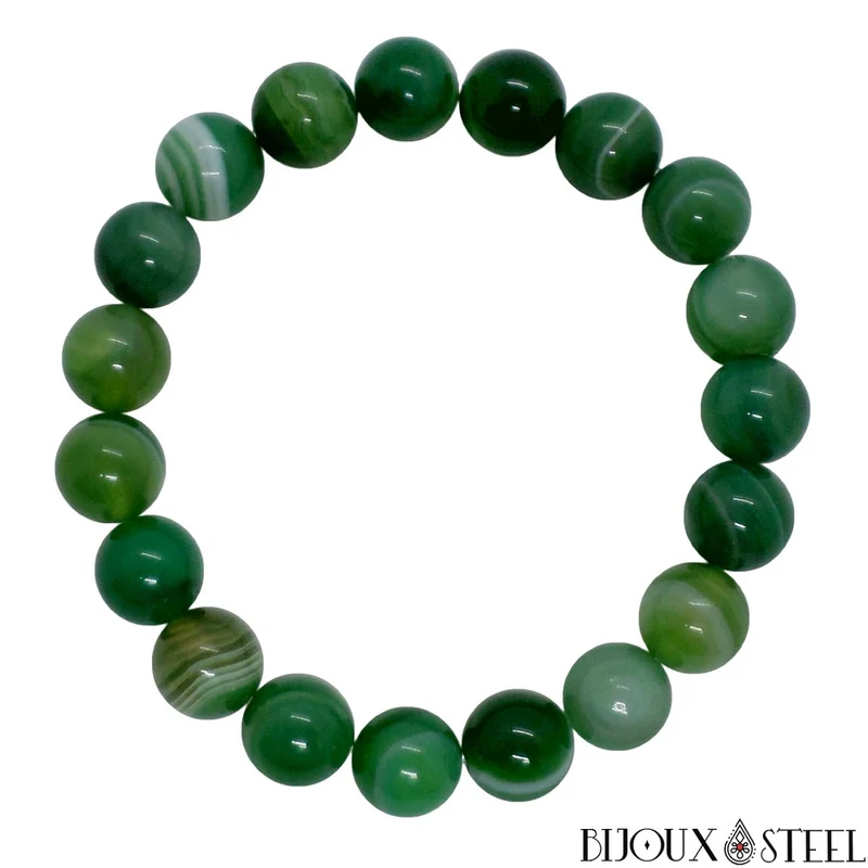 Bracelet en perles d'agate verte 10mm