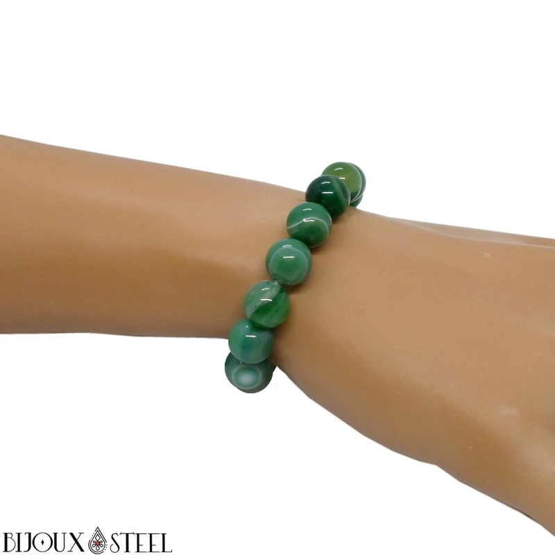 Bracelet en perles d'agate verte 10mm