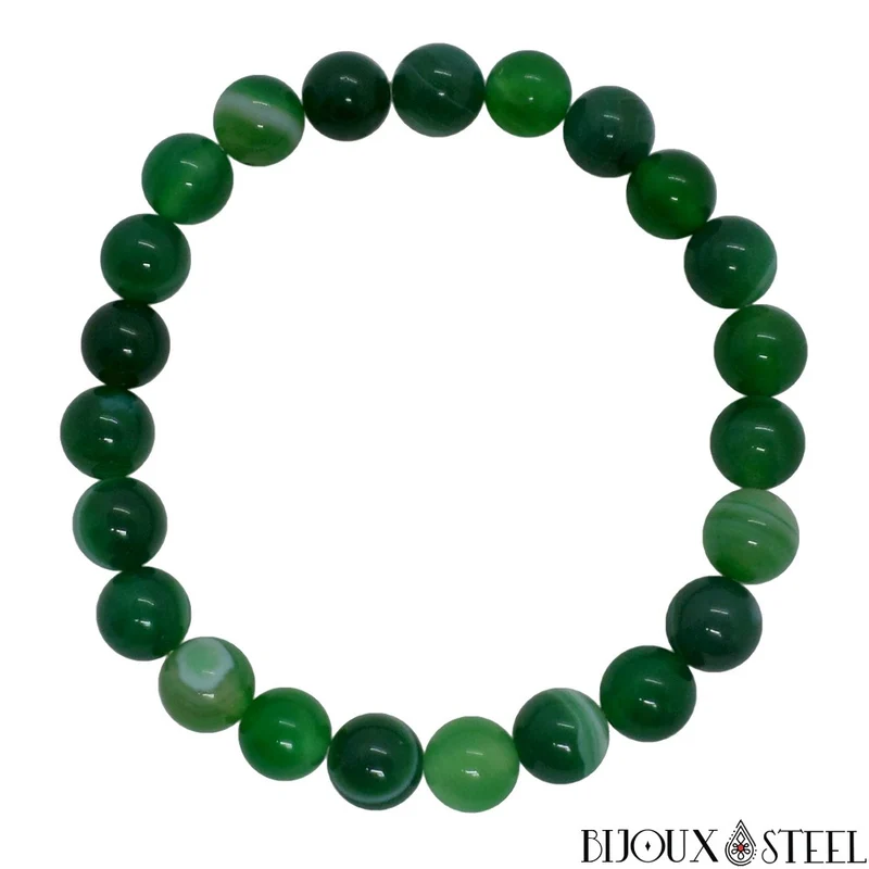 Bracelet en perles d'agate verte 8mm