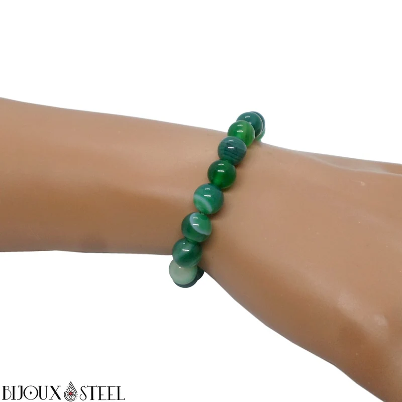 Bracelet en perles d'agate verte 8mm
