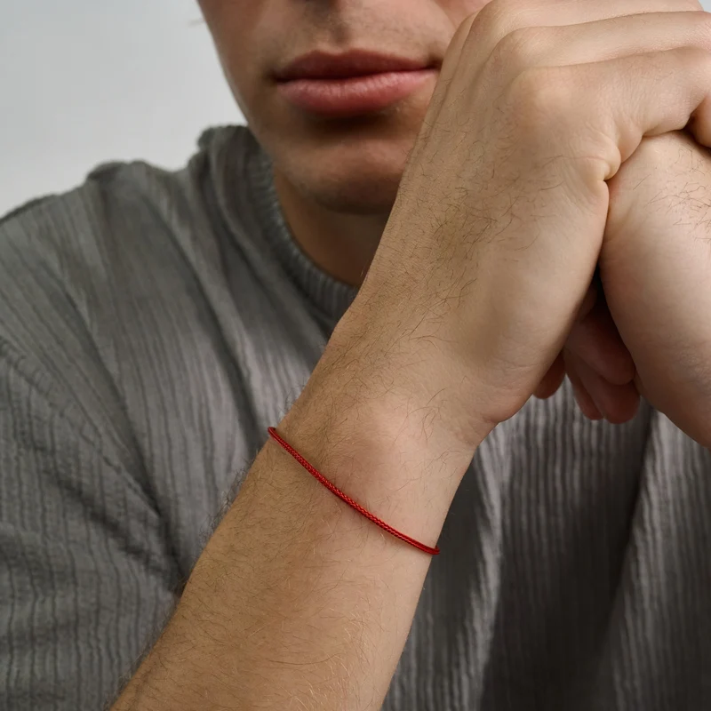Bracelet de protection en cordon rouge et or