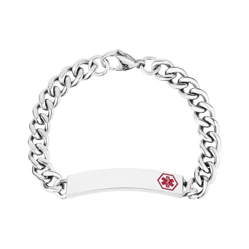 Bracelet d'identification médicale rouge à maillons cubains