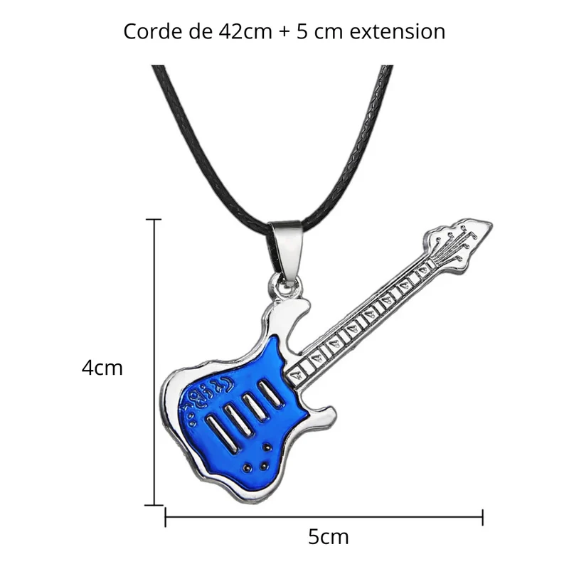 Collier Pendentif Guitare Couleurs