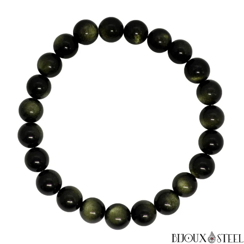 Bracelet en perles d'obsidienne dorée 8mm
