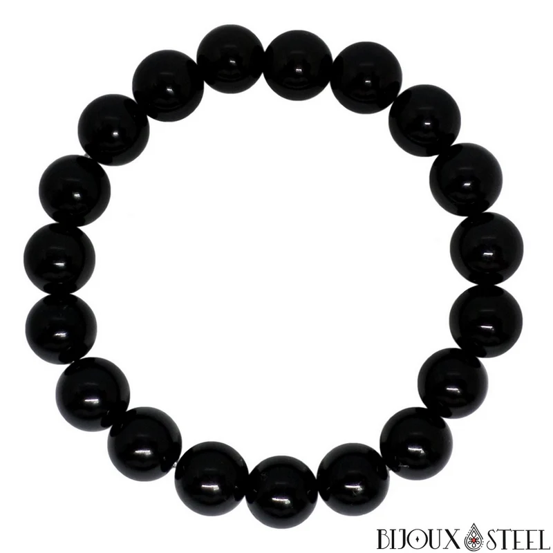 Bracelet en perles d'onyx noir 10mm