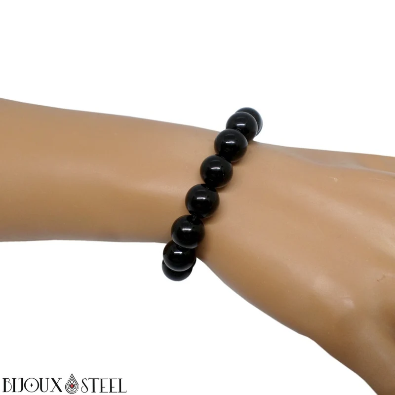Bracelet en perles d'onyx noir 10mm