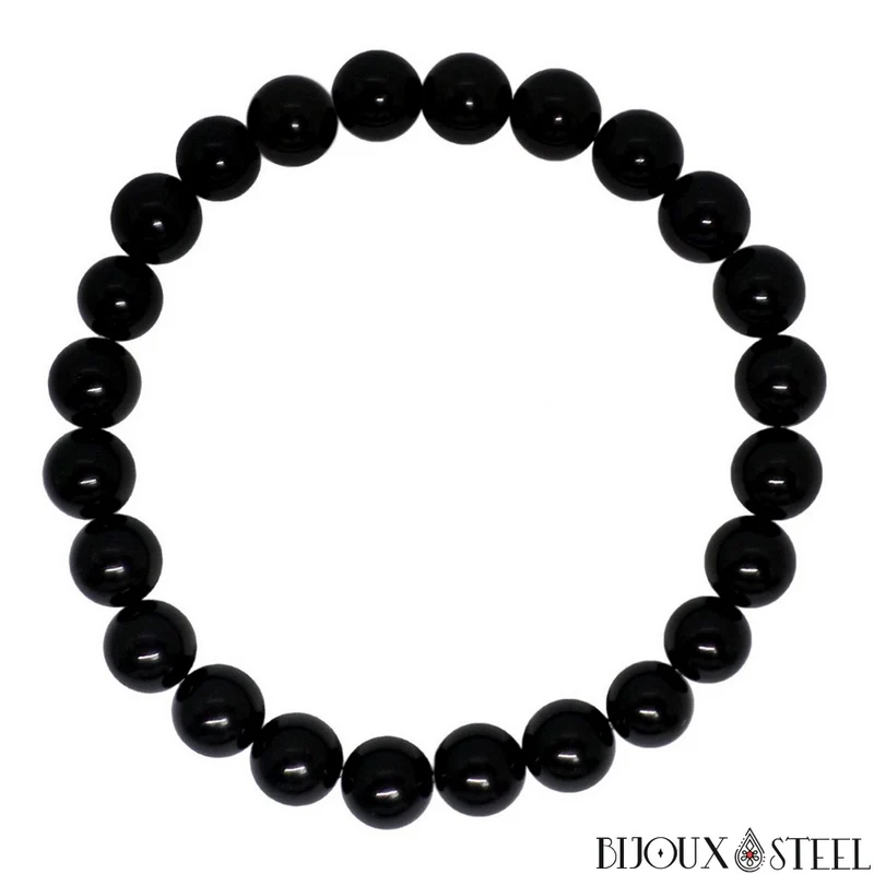 Bracelet en perles d'onyx noir 8mm
