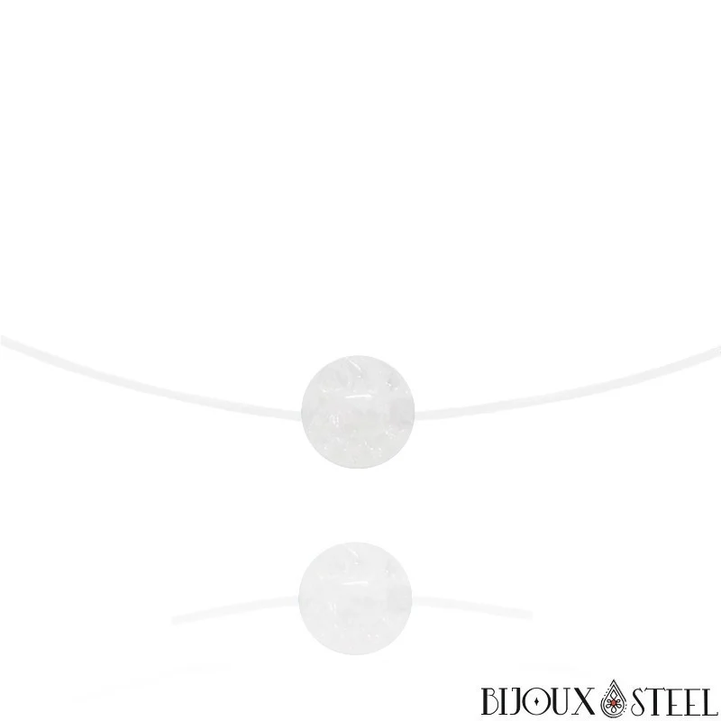 Collier à perle de quartz craquelé sur fil de nylon