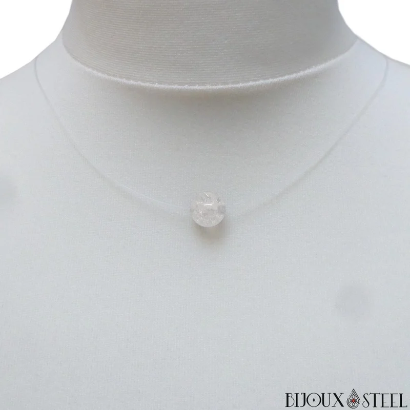Collier à perle de quartz craquelé sur fil de nylon