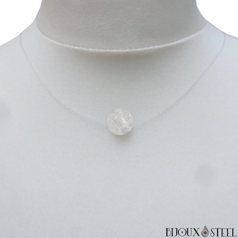 Collier à perle de quartz craquelé sur fil de nylon