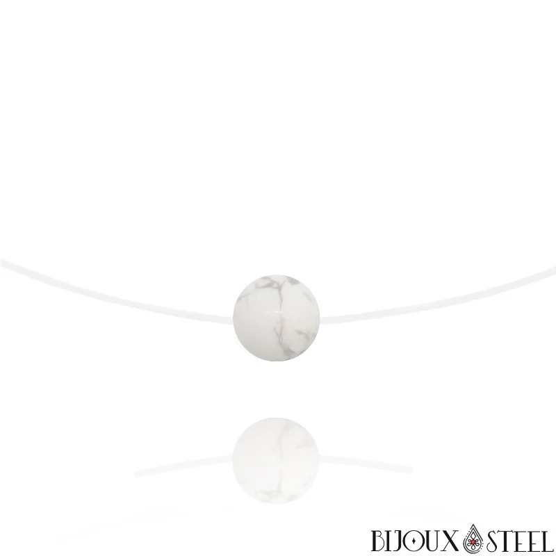 Collier à perle d'howlite sur fil de nylon