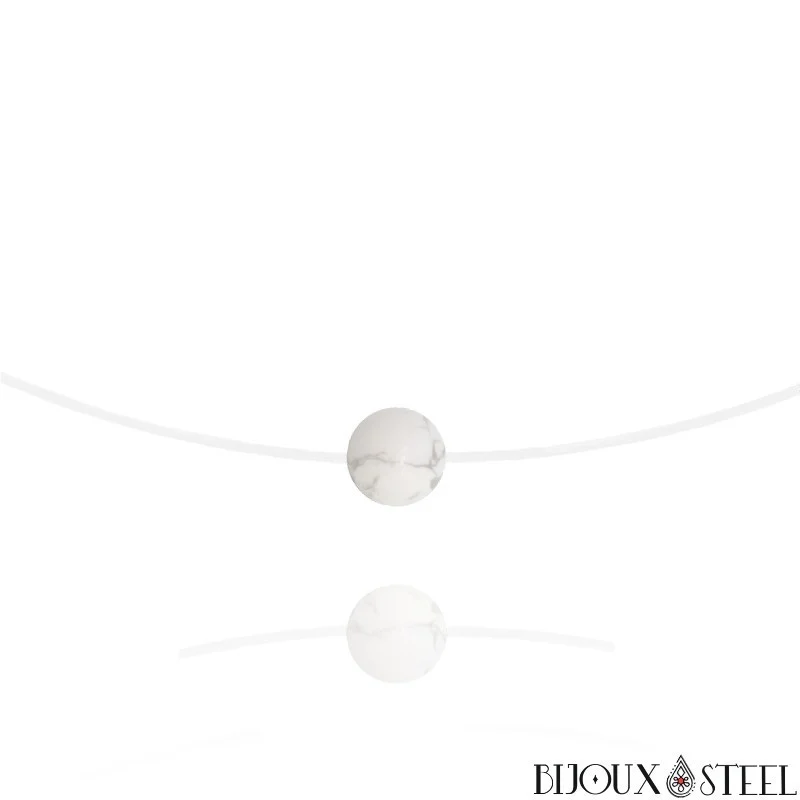 Collier à perle d'howlite sur fil de nylon