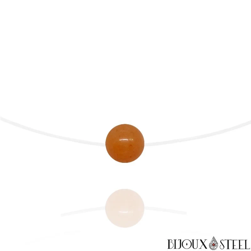 Collier à perle d'aventurine orange sur fil de nylon