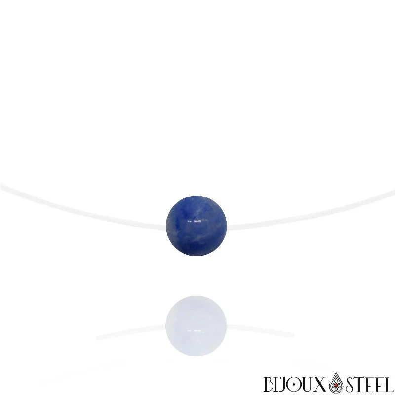 Collier à perle d'aventurine bleue sur fil de nylon