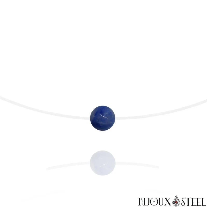 Collier à perle d'aventurine bleue sur fil de nylon
