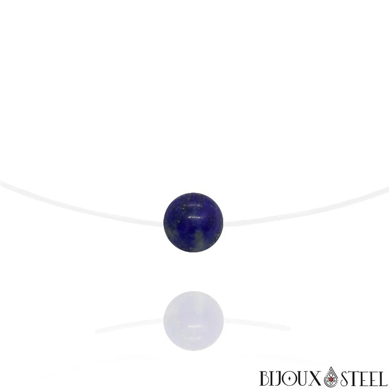 Collier à perle de lapis-lazuli sur fil de nylon
