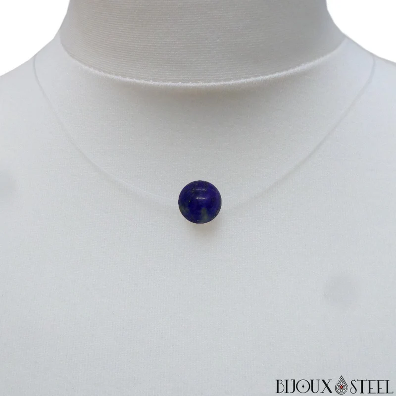 Collier à perle de lapis-lazuli sur fil de nylon
