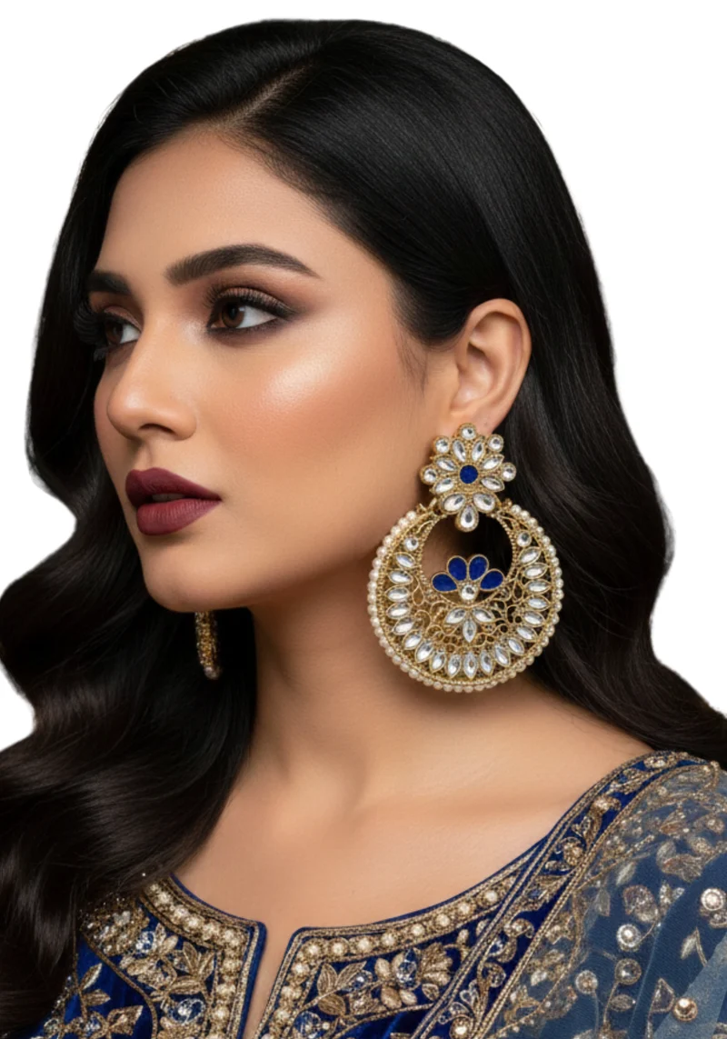Boucles Indiennes Sahanas – Bleu Royal