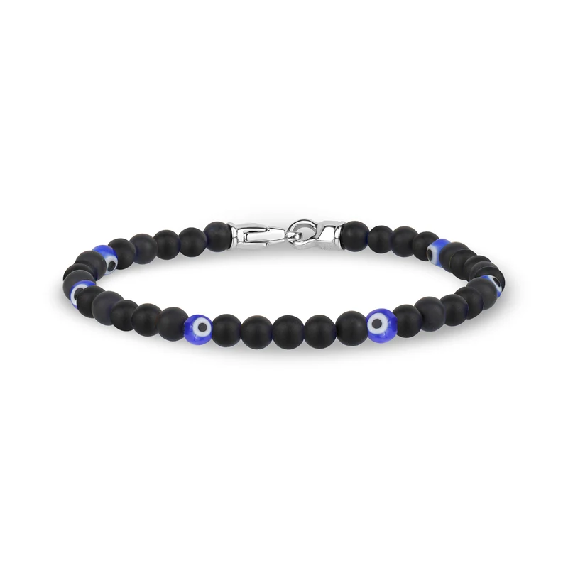 Bracelet Oeil du Mal en Onyx noir - 4MM