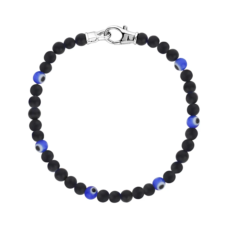 Bracelet Oeil du Mal en Onyx noir - 4MM