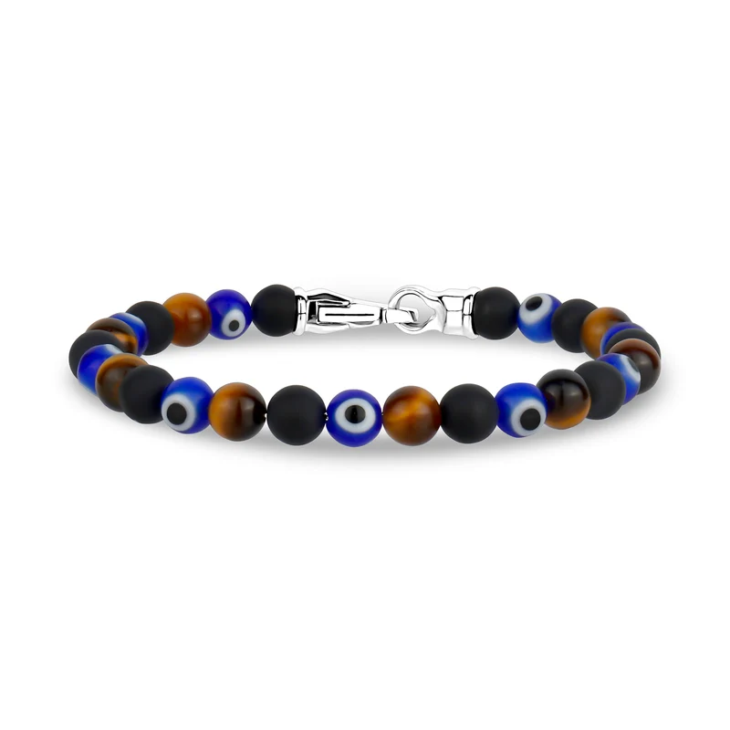 Bracelet œil maléfique multi-pierres - 6MM