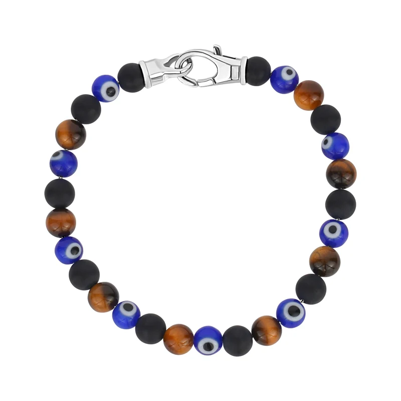 Bracelet œil maléfique multi-pierres - 6MM